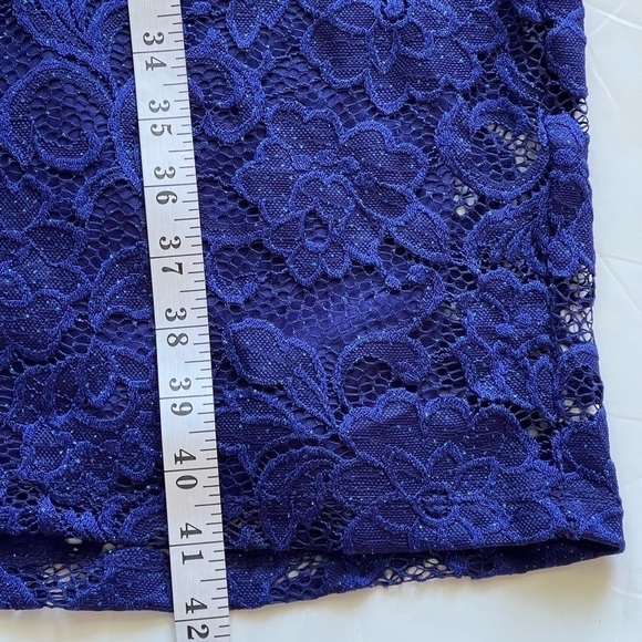 Candalite Dress Plus Size 3XL Blue Glitter Lace Formal Evening Party Prom Dress - Picture 13 of 13